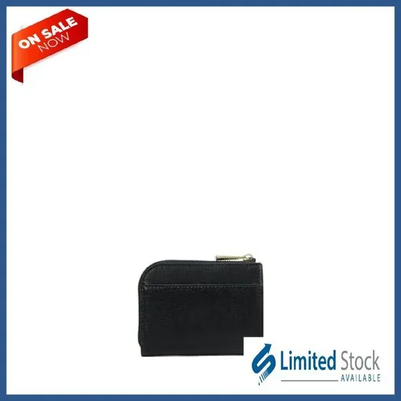 Saffiano Leather Zip Card Case, 4 Slots, Scratch-Resistant, Compact